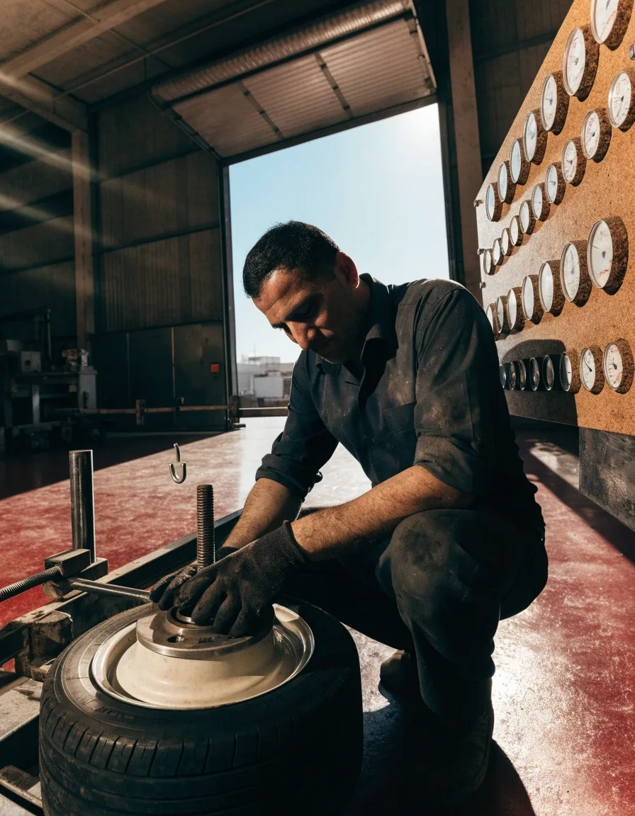 فني في مركز سيلان مونارك يعمل على جهاز ضبط الاتجاه